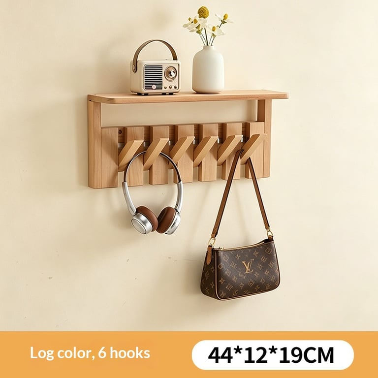 Solid Wood Coat Rack with Piano Keys | Modern Wall Mount Storage thumbnail 5