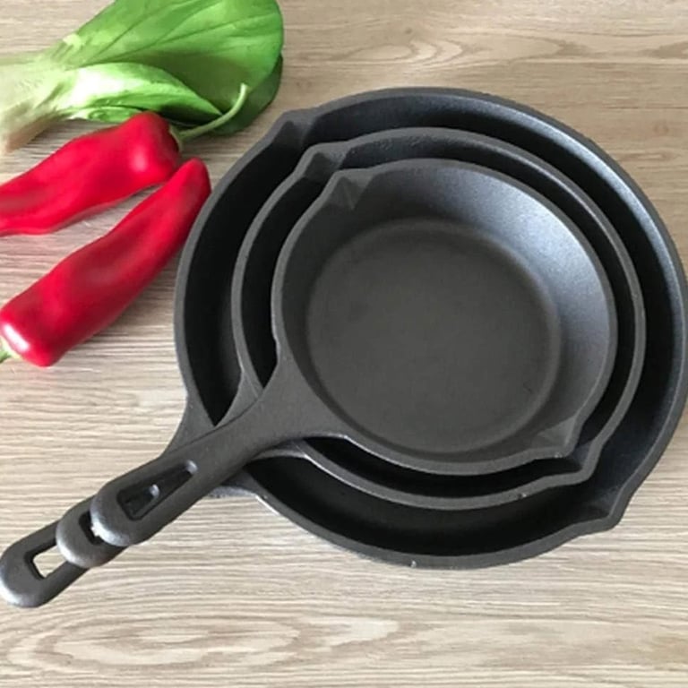 3-Piece Cast Iron Skillet Set | Pre-Seasoned Non-Stick Frying Pans thumbnail 5