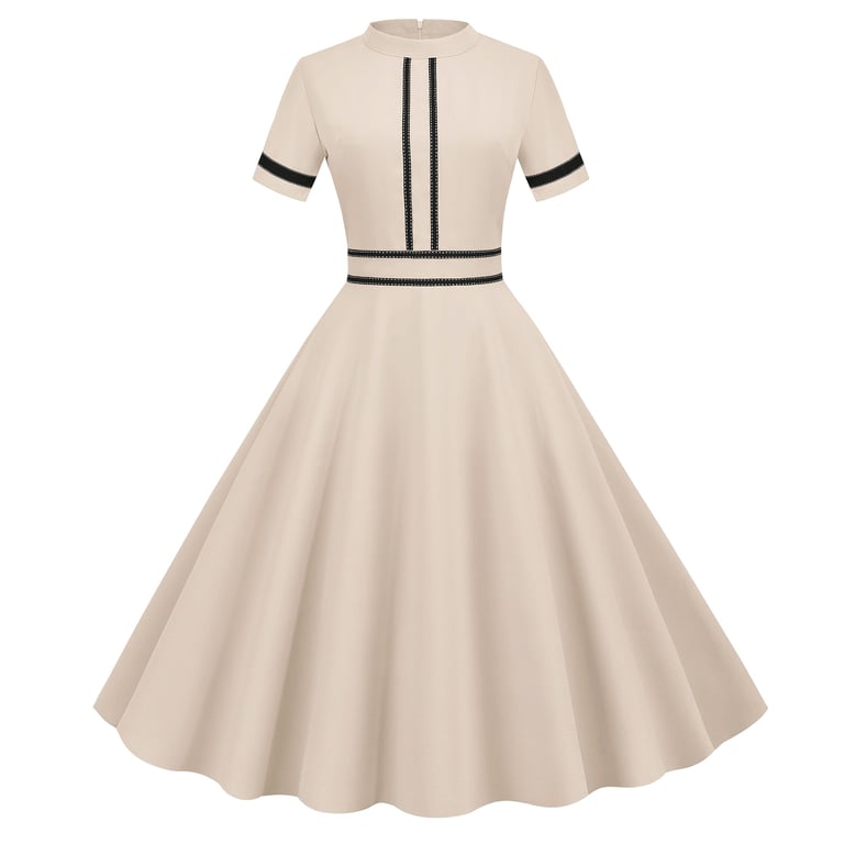 Vintage Stand-Collar Maxi Party Dress | Elegant 1950s Retro Style thumbnail 4