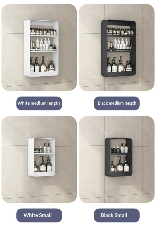 No-Drill Wall-Mounted Bathroom Shelf | Cosmetics Storage Rack Canada thumbnail 7