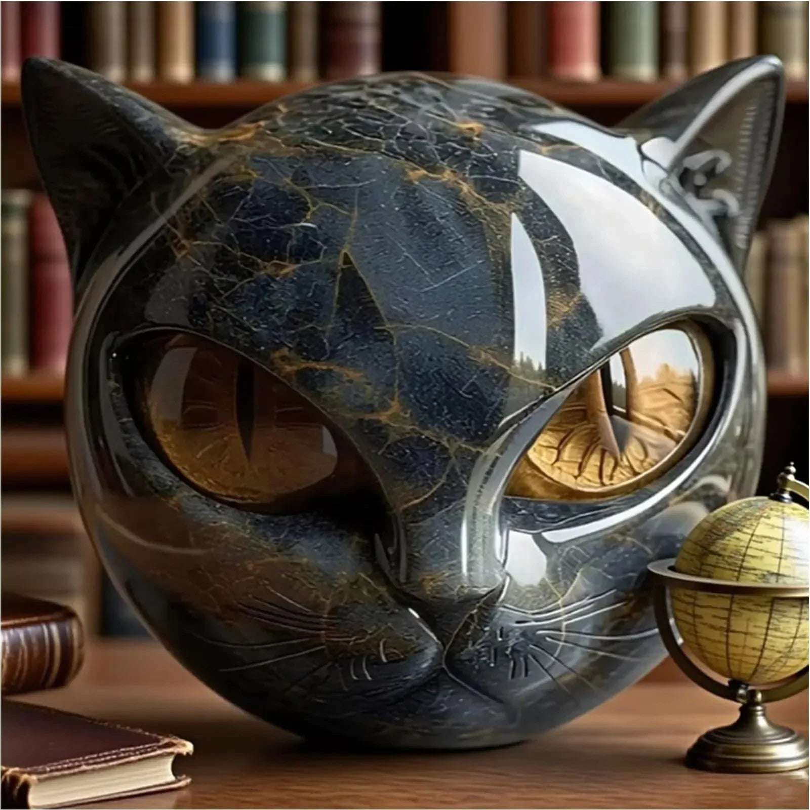 Decorative Black Cat Stone Figurine